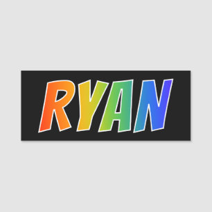 Förnamn "RYAN": Rolig regnbågefärgläggning Namnbricka