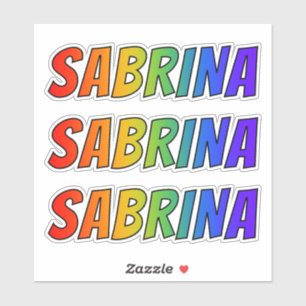 Förnamn "SABRINA" med rolig regnbågefärgläggni Klistermärken