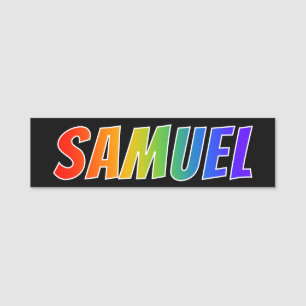 Förnamn "SAMUEL": Rolig regnbågefärgläggning Namnbricka