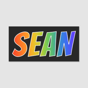 Förnamn "SEAN": Rolig regnbågefärgläggning Namnbricka