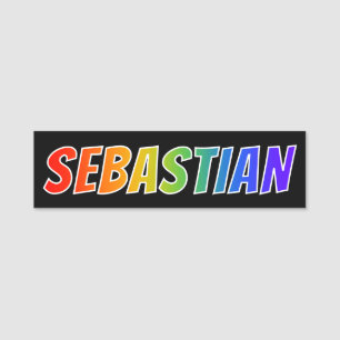 Förnamn "SEBASTIAN": Rolig regnbågefärgläggnin Namnbricka