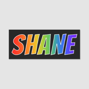 Förnamn "SHANE": Rolig regnbågefärgläggning Namnbricka