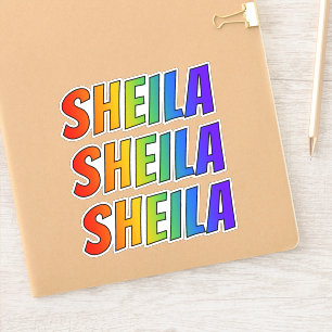 Förnamn "SHEILA" med rolig regnbågefärgläggnin Klistermärken