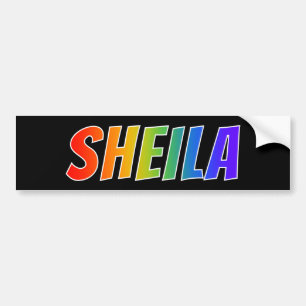 Förnamn "SHEILA": Rolig regnbågefärgläggning Bildekal