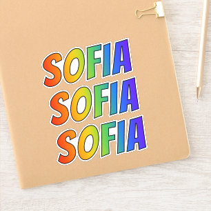 Förnamn "SOFIA" med rolig regnbågefärgläggning Klistermärken