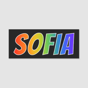 Förnamn "SOFIA": Rolig regnbågefärgläggning Namnbricka