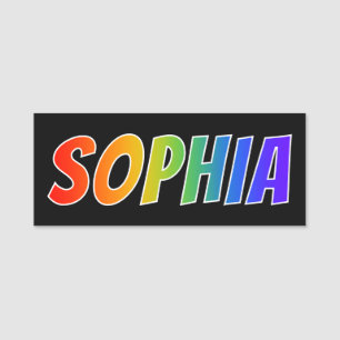 Förnamn "SOPHIA": Rolig regnbågefärgläggning Namnbricka