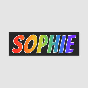 Förnamn "SOPHIE": Rolig regnbågefärgläggning Namnbricka
