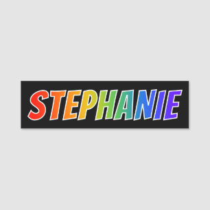 Förnamn "STEPHANIE": Rolig regnbågefärgläggnin Namnbricka