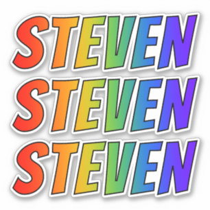 Förnamn "STEVEN" med rolig regnbågefärgläggnin Klistermärken