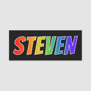 Förnamn "STEVEN": Rolig regnbågefärgläggning Namnbricka