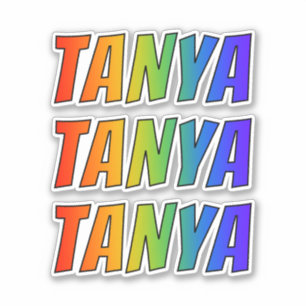 Förnamn "TANYA" med rolig regnbågefärgläggning Klistermärken