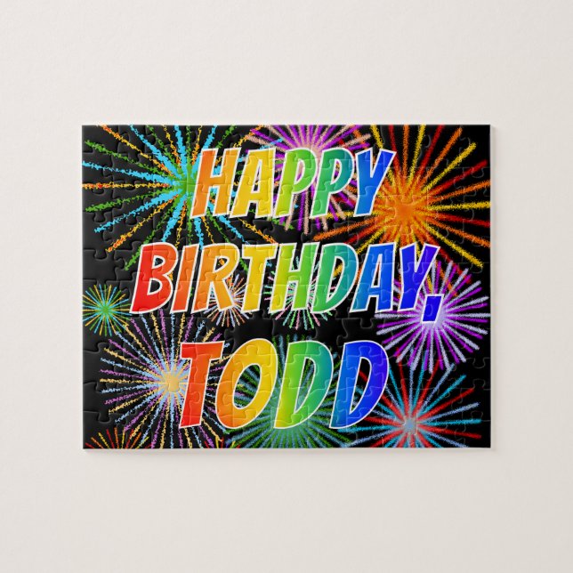 Förnamn "TODD", Roligt "GRATTIS PÅ FÖDELSEDAGEN" Pussel (Horisontell)