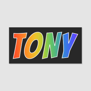 Förnamn "TONY": Rolig regnbågefärgläggning Namnbricka