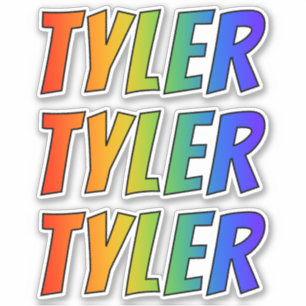 Förnamn "TYLER" med rolig regnbågefärgläggning Klistermärken