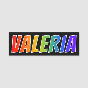 Förnamn "VALERIA": Rolig regnbågefärgläggning Namnbricka