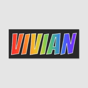 Förnamn "VIVIAN": Rolig regnbågefärgläggning Namnbricka