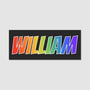 Förnamn "WILLIAM": Rolig regnbågefärgläggning Namnbricka