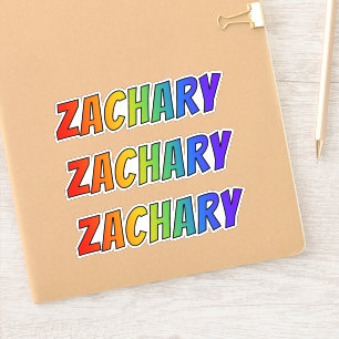 Förnamn "ZACHARY" med rolig regnbågefärgläggni Klistermärken