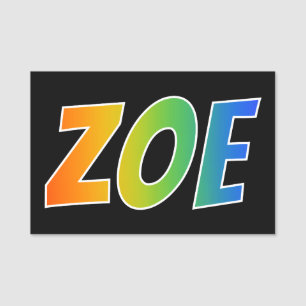 Förnamn "ZOE": Rolig regnbågefärgläggning Namnbricka