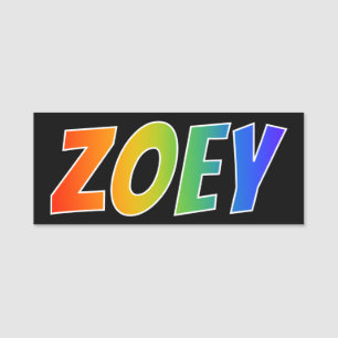 Förnamn "ZOEY": Rolig regnbågefärgläggning Namnbricka
