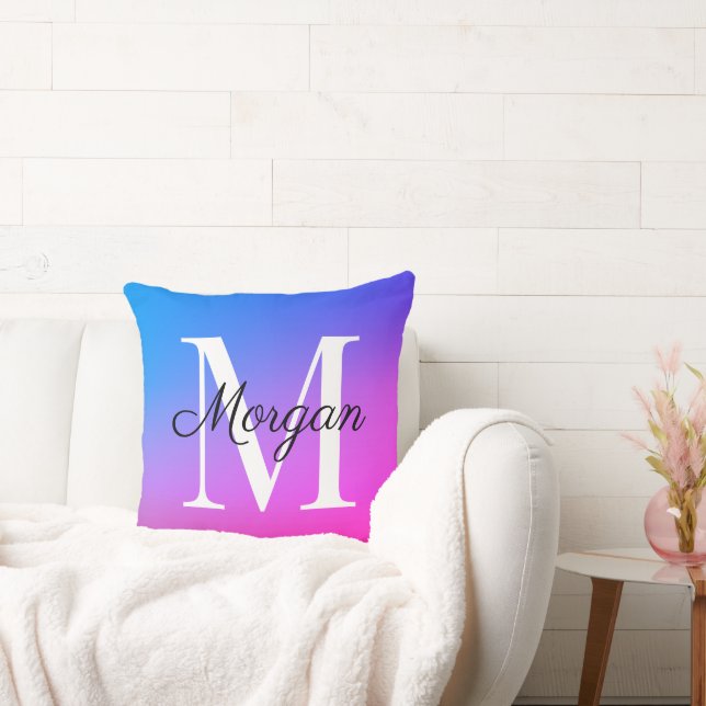 Förnamnsmonogram Initial Ombre Kuddvar Kudde (Soffa)