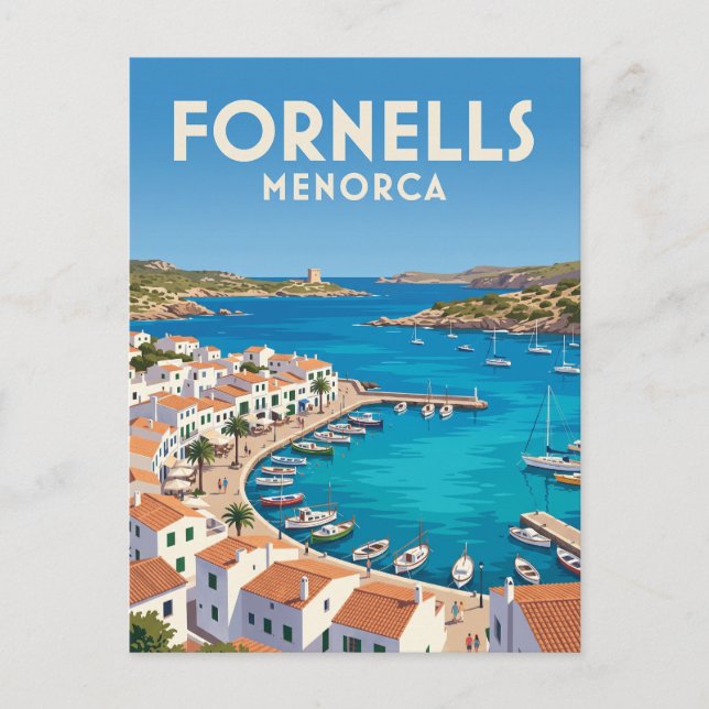 Fornells hamn Spanien Vykort (Framsida)