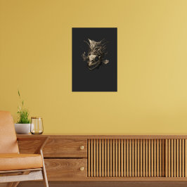 Fornhistoriisk Fisk Skalle Grunge Mörk Konst Poster