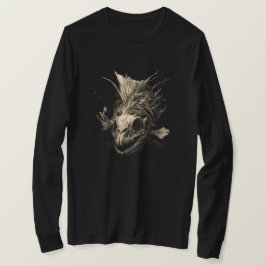 Fornhistorisk Fiskskalle Grunge Mörk Långärmad T Shirt