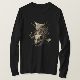 Fornhistorisk Fiskskalle Grunge Mörk Långärmad T Shirt