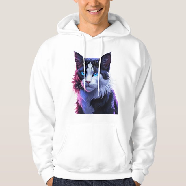 Förnimbar bild av mystisk kosmetisk katt hoodie (Framsida)