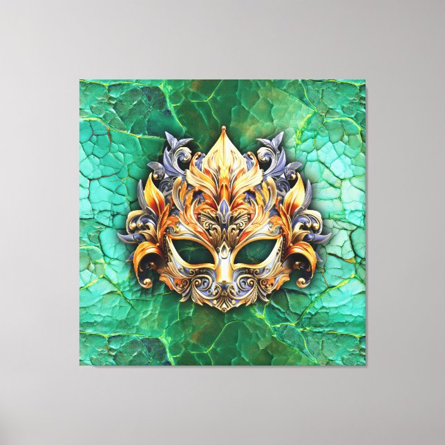 Förnimbar venatansk mask på Bright-Grönt Canvastryck (Framsida)