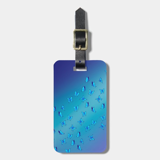 Förnimmad Blue Butterflies Luggage-tagg Bagagebricka (Vertikal Framsida)