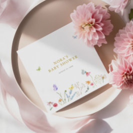 Förnimmad Butterflies Blommigt Gräns Baby Shower Pappersservett