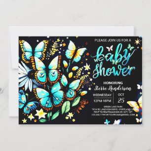 Förnimmad Butterfly Editable Boy Shower Inbjudningar