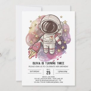 Förnimmad Celestial Bliss Astronaut Birthday Inbjudningar