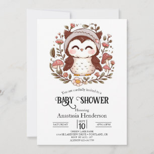 Förnimmad charming Uggla Baby Shower Inbjudningar
