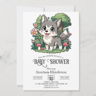 Förnimmad Charming Varg Baby Shower Digital Inbjudningar