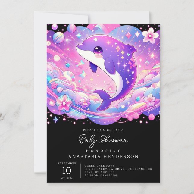 Förnimmad delfinbabystölder inbjudningar (Framsida)