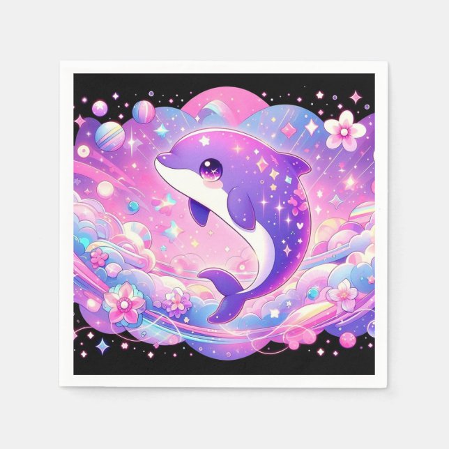 Förnimmad delfinbabystölder pappersservett (Framsidan)