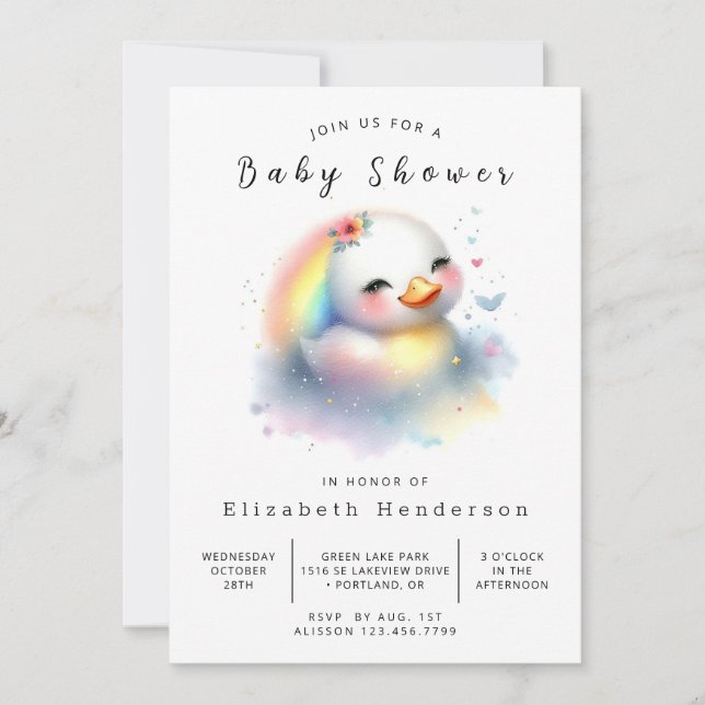 Förnimmad Digital Anka Baby Shower Inbjudningar (Framsida)