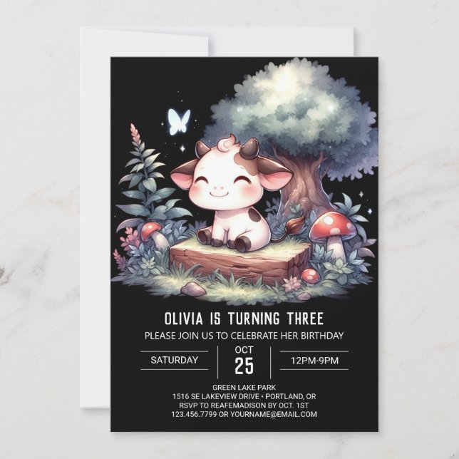 Förnimmad Digital Cow Birthday Inbjudningar (Framsida)
