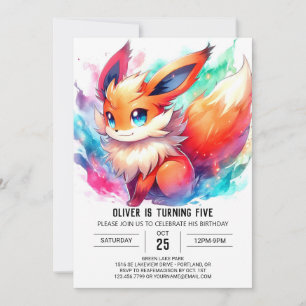 Förnimmad Digital Fox Birthday Inbjudningar