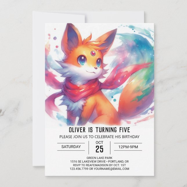 Förnimmad Digital Fox Birthday Inbjudningar (Framsida)