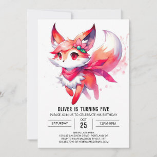 Förnimmad Digital Fox Birthday Inbjudningar