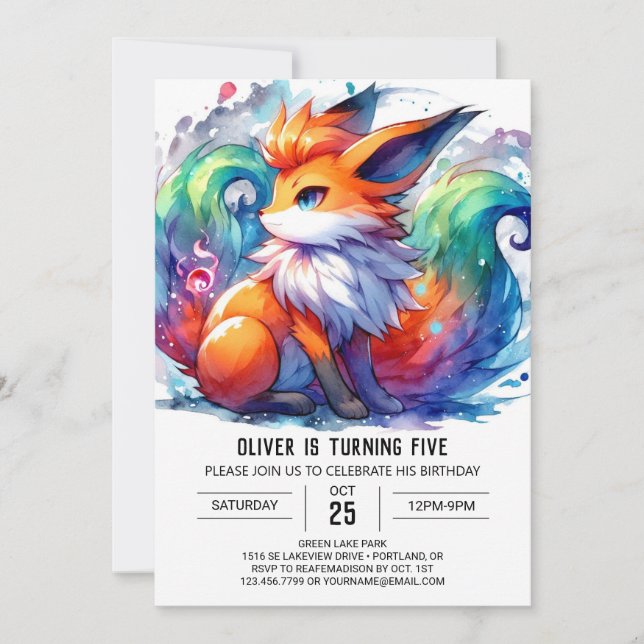 Förnimmad Digital Fox Birthday Inbjudningar (Framsida)