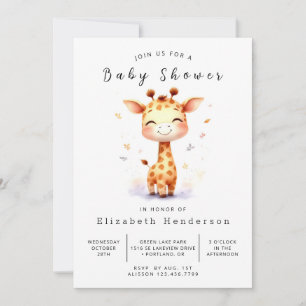 Förnimmad Digital Giraffe Baby Shower Inbjudningar