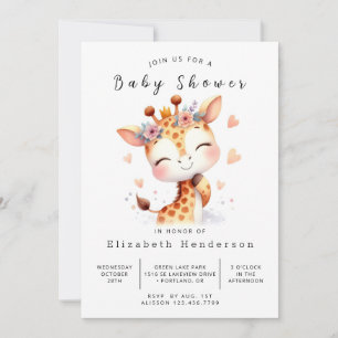 Förnimmad Digital Giraffe Baby Shower Inbjudningar