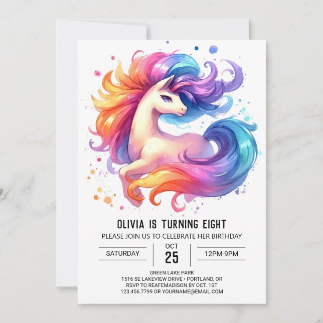 Förnimmad Digital Horse Birthday Inbjudningar (Framsida)