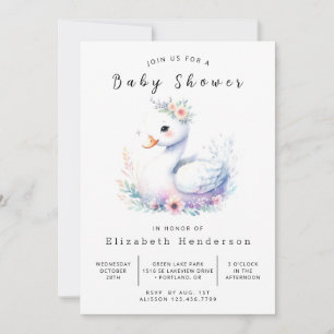 Förnimmad Digital Svan Baby Shower Inbjudningar